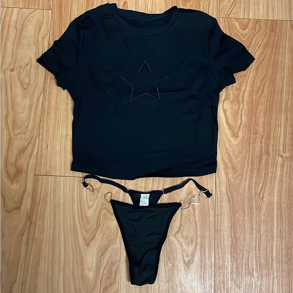 I heart stars crop panties set